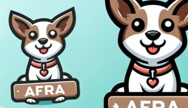 Desenhos animados de cão com placa "AFRA".