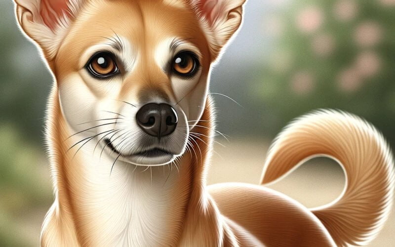 Cão ilustrado com expressão atenta e orelhas grandes.