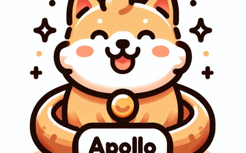 Ilustração de cão animado sorridente estilo "Apollo".