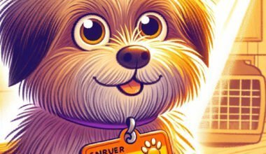 Cão animado sorridente chamado Barney em ilustração colorida.
