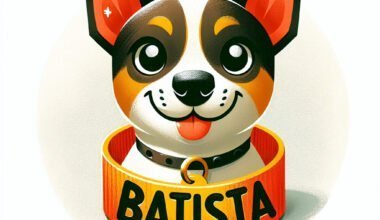 Ilustração de cão com coleira "Batista".