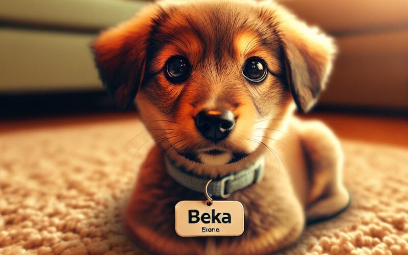 Cachorrinho fofo com coleira nome "Beka".