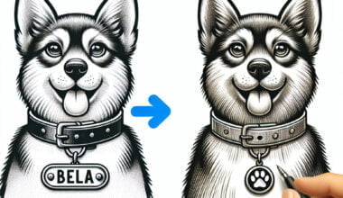 Ilustração de cão Corgi com duas coleiras.