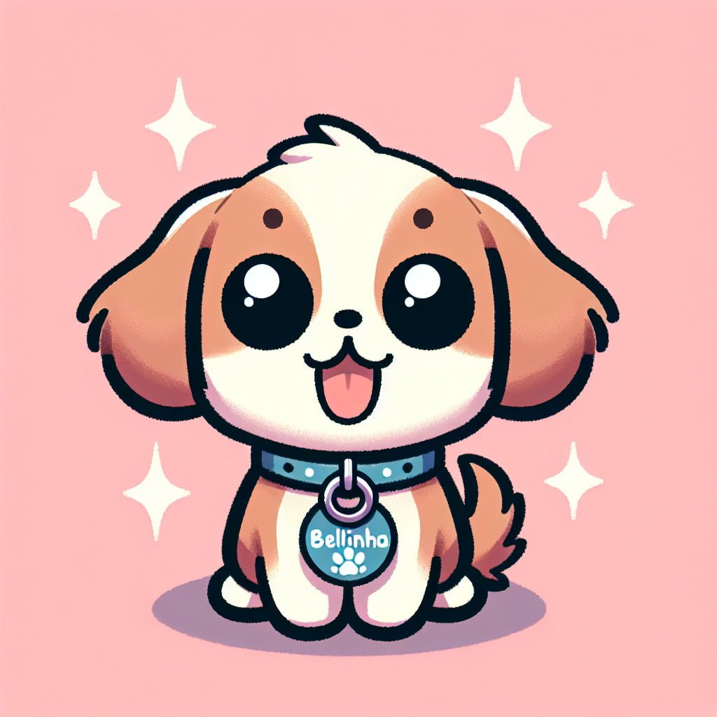 Cachorro desenho animado fofo com coleira "Bellinho".