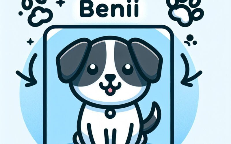Ilustração fofa de cachorro chamado Benii.