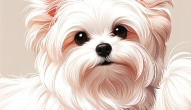 Ilustração de cão Maltes branco fofo.
