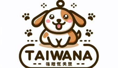 Logótipo desenho animado cão com nome "Taiwana".