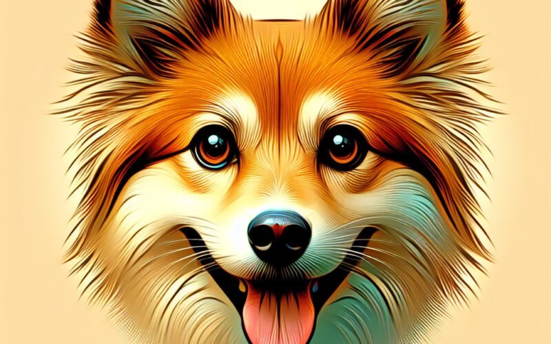 Ilustração colorida de um cão sorridente.