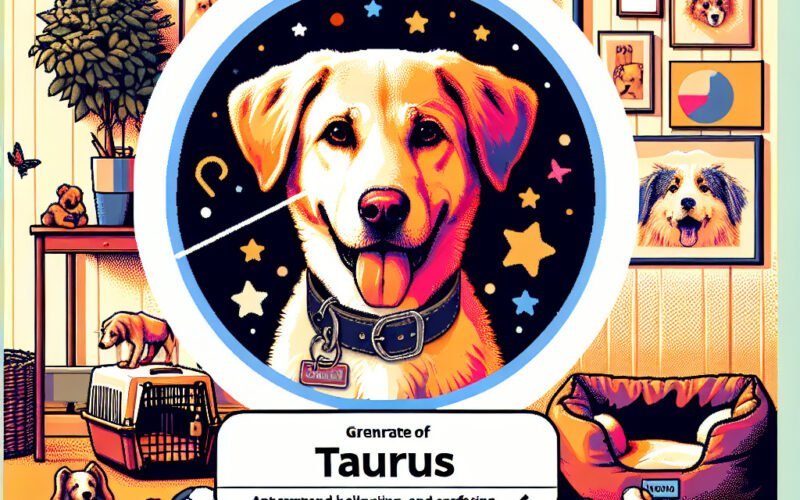 Cão labrador com tema de zodíaco Touro em ilustração.
