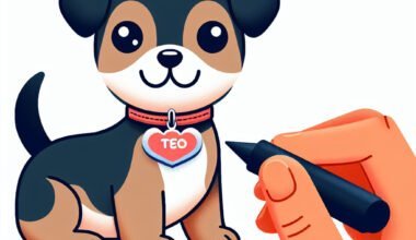 Ilustração de cachorro com etiqueta "TEO".