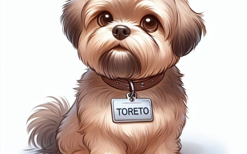 Ilustração de cãozinho fofo com identificação "Toreto".