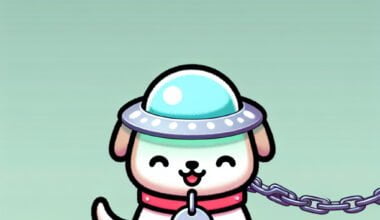 Cão desenho animado com chapéu de OVNI.