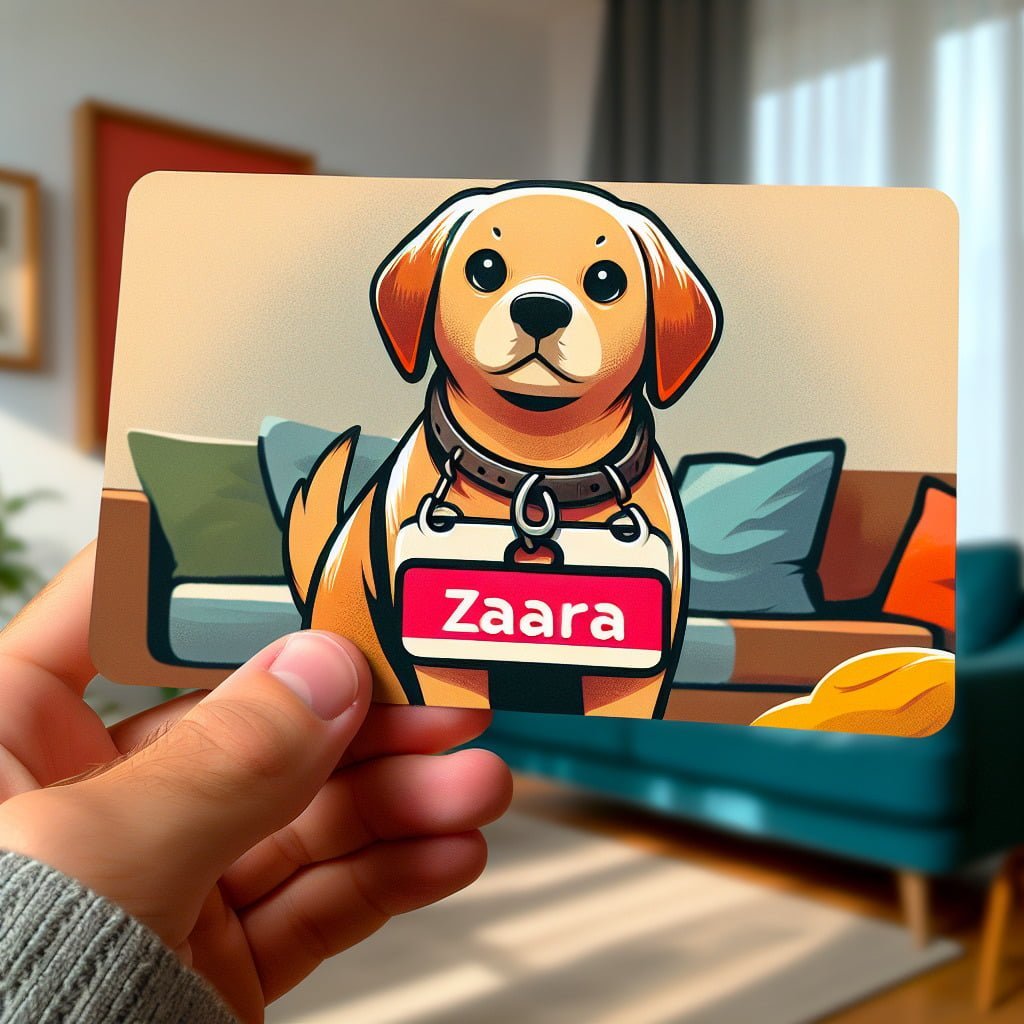 Cão desenho animado cartão personalizado "Zaara".
